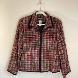 Vintage Sag Harbor Red/Black Plaid Zip-Up Jacket Size 12 Petite
